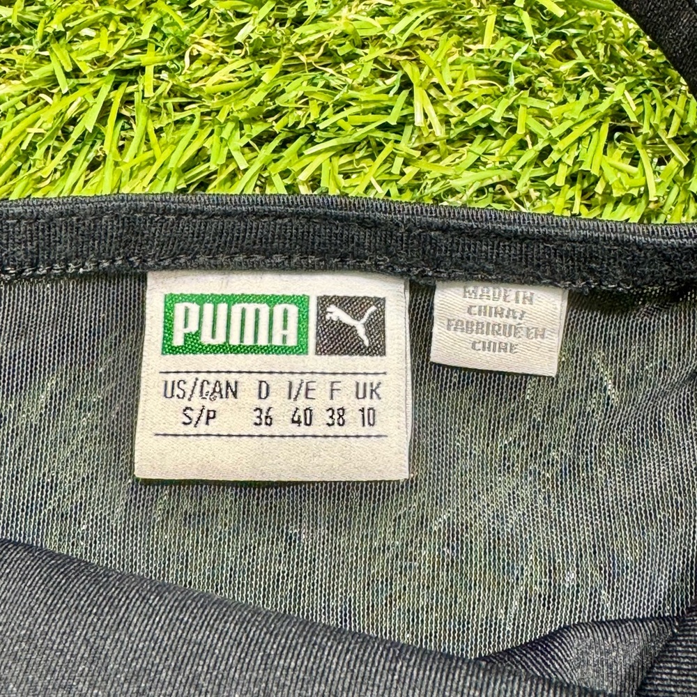 Puma Women’s Peplum Halter Athletic Tank Top Black White Size Small - Picture 2 of 4